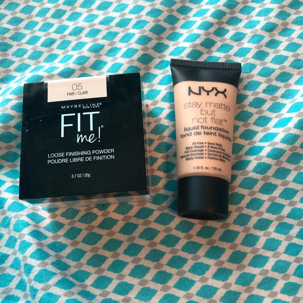 Maybelline fit me loose powder and nyx foundation